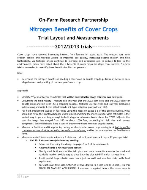 Nitrogen Benefits of Cover Crops - Cornell University Nutrient ...