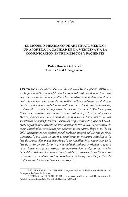 el modelo mexicano de arbitraje mÃ©dico: un aporte a la calidad de ...