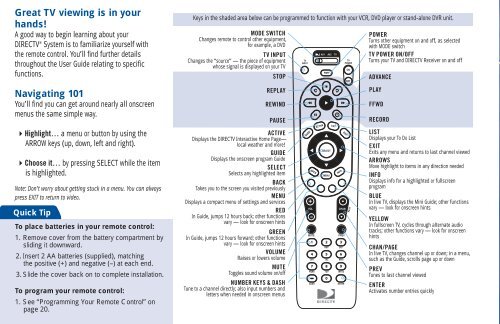 DIRECTV® Receiver User Guide (D11) - DBSInstall.com