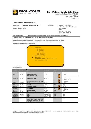 91.212. MSDS. BIOGENICS STANDARD KIT.pdf - Biotools