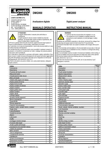 Multimetri digitali tipo DMG 900 I273 I GB 07 10 - LOVATO Electric ...