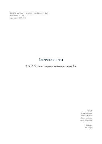 LOPPURAPORTTI - Automaatio- ja systeemitekniikan laitos