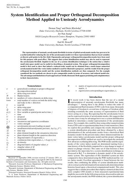 System Identification and Proper Orthogonal Decomposition Method ...