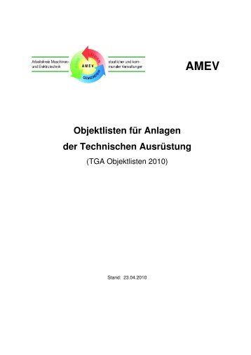 2010 0423 AMEV-Empfehlung TGA Objektlisten 2010 - Endfassung 2