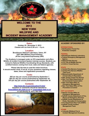 2013 New York Wildfire and Incident Management Academy Brochure