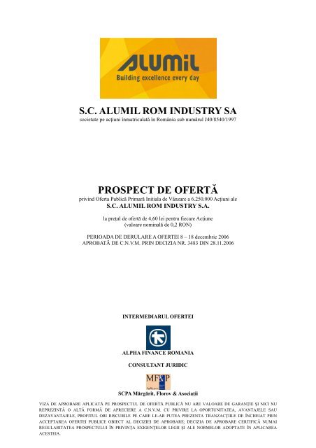 Prospect De Oferta Publica Initiala Alumil Rom Industry Kmarket Ro