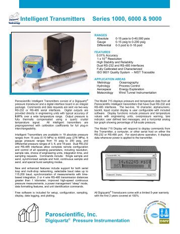 Paroscientific, Inc. Intelligent Transmitters Series 1000, 6000 & 9000