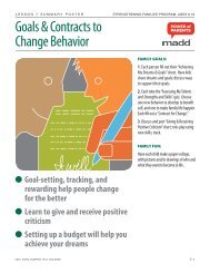 Goals & Contracts to Change Behavior - MADD