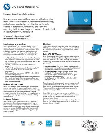 G72-B60US Notebook PC - HP - Hewlett Packard