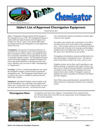 Idaho's List of Approved Chemigation Equipment Sept 2011.pub ...