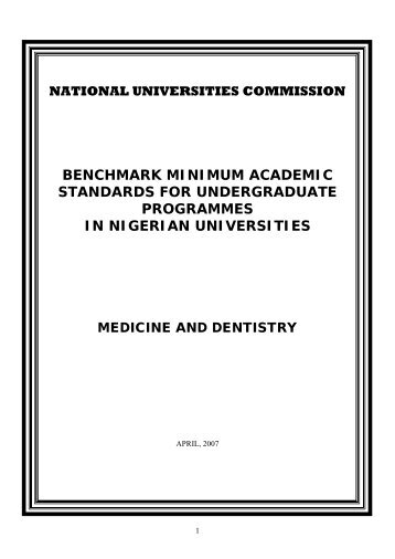 BMASS Medicine and Dentistry - National Universities Commission