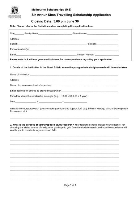 Application Form Student Services University Of Melbourne application-form-student-services-university-of-melbourne