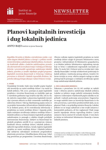 Planovi kapitalnih investicija i dug lokalnih jedinica