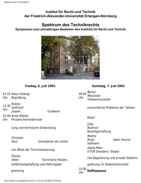 Programm - Institut für Recht und Technik - Friedrich-Alexander ...