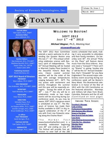 ToxTalk Volume 36 - Society of Forensic Toxicologists