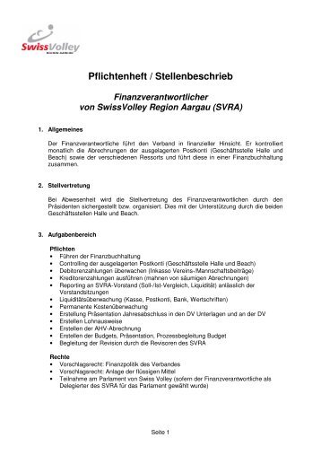 Pflichtenheft / Stellenbeschrieb