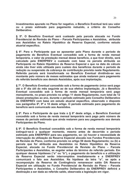 Regulamento do Plano de Benefícios Escelsos I Versão ... - EnerPrev