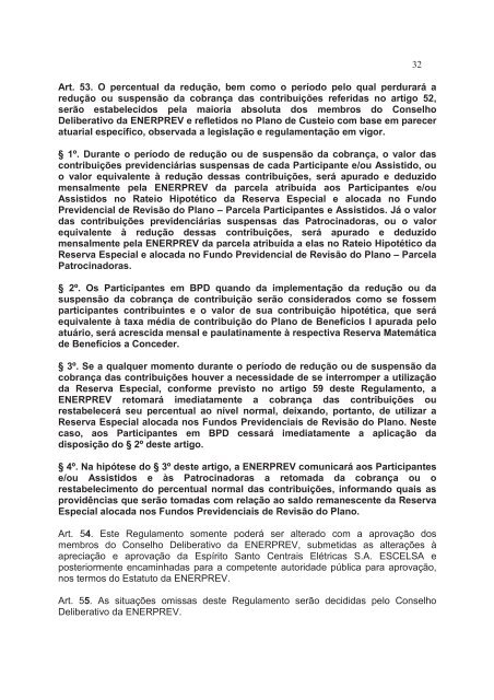 Regulamento do Plano de Benefícios Escelsos I Versão ... - EnerPrev