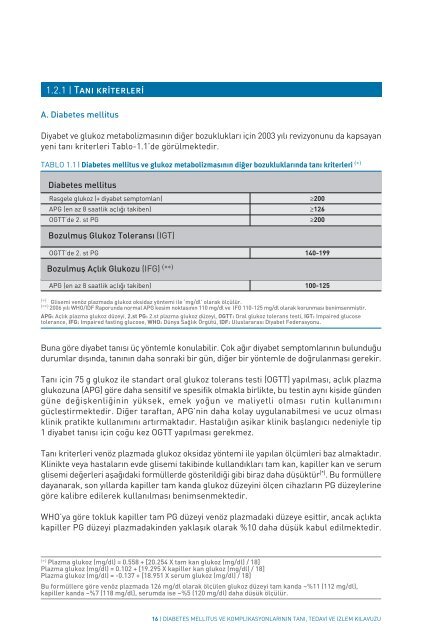 Diabetes mellitus ve komplikasyonlarÄ±nÄ±n tanÄ±,tedavi ve izlem ...