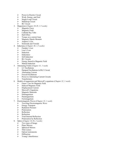 Faculty of Science and Technology PHYS203 â Physics II Syllabus ...