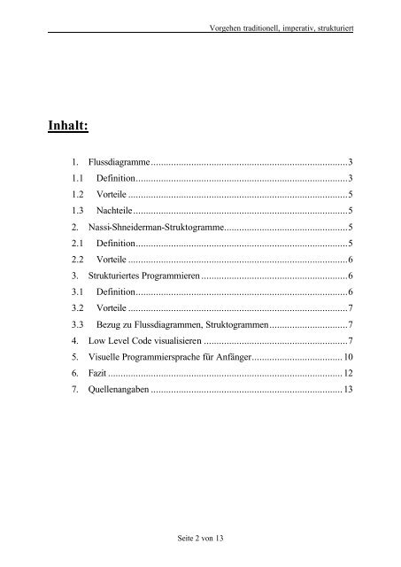 Vorgehen traditionell, imperativ, strukturiert