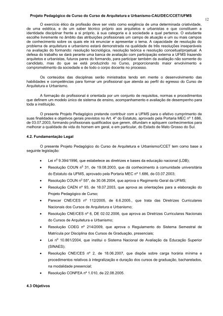 projeto pedagÃ³gico do curso de arquitetura e urbanismo