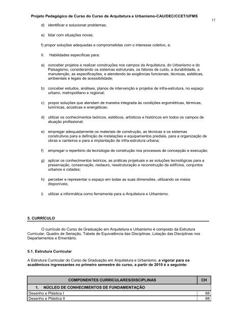 projeto pedagÃ³gico do curso de arquitetura e urbanismo