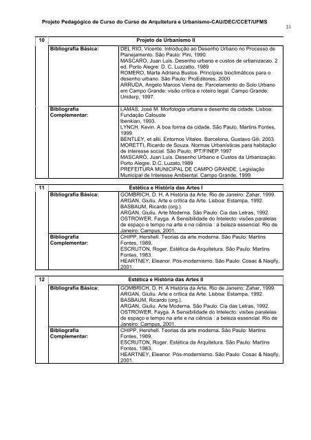 projeto pedagÃ³gico do curso de arquitetura e urbanismo