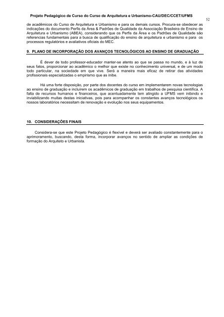 projeto pedagÃ³gico do curso de arquitetura e urbanismo