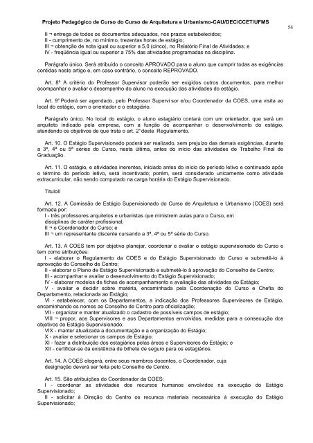 projeto pedagÃ³gico do curso de arquitetura e urbanismo