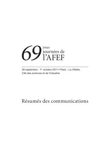Liste des communications orales et affichÃ©es - Afef