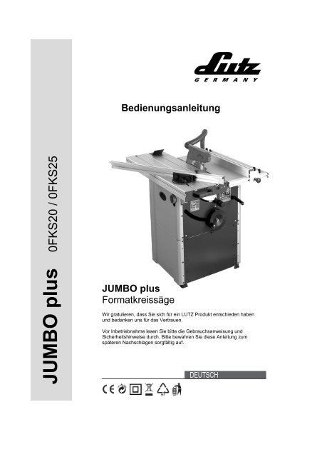 Bedienungsanleitung JU M B O p lu s - LUTZ MASCHINEN