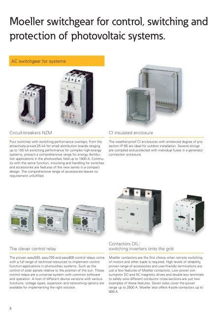 Protecting and Disconnecting in Photovoltaic Systems. - Moeller