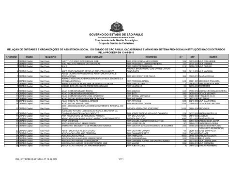 REL_ENTIDADE 05-2013 - Secretaria de Desenvolvimento Social ...