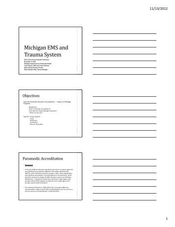 Michigan EMS And Trauma System - Michigan Center for Rural Health