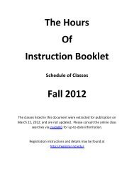 The Hours Of Instruction Booklet Fall 2012 - Registrar - University of ...