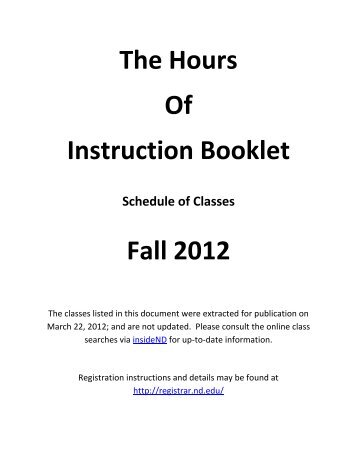 The Hours Of Instruction Booklet Fall 2012 - Registrar - University of ...