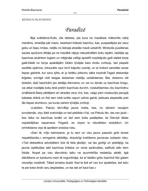 ParadÄ«zÄ /paradize.pdf 243kB - LU PedagoÄ£ijas, psiholoÄ£ijas un ...