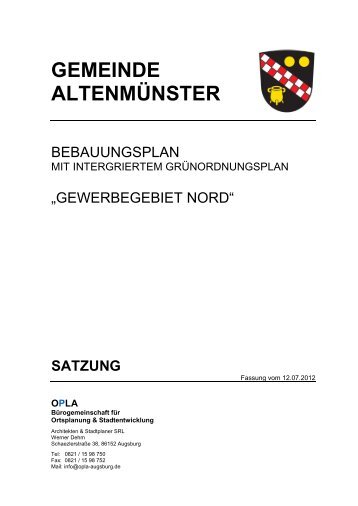 Satzung zum Bebauungsplan - Gemeinde Altenmünster