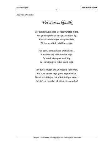 Ver durvis klusÄk - LU PedagoÄ£ijas, psiholoÄ£ijas un mÄkslas fakultÄte