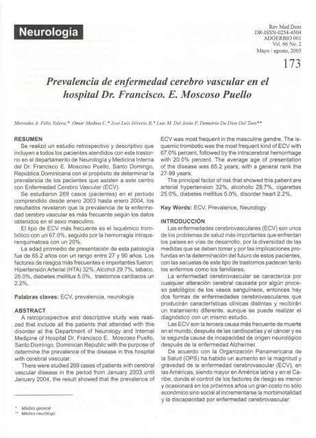 Prevalencia de enfermedad cerebro vascular en el hospital Dr ...