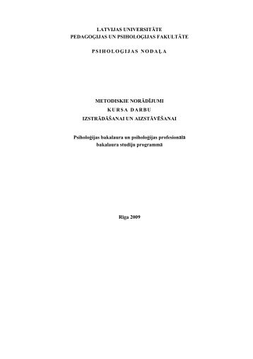 LU PPMF PSIHOLOÄ¢IJAS NODAÄ»A. Metodiskie norÄdÄ«jumi kursa ...