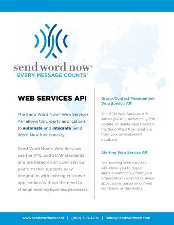 WEB SERVICES API - Send Word Now