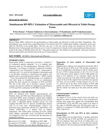 Simultaneous RP-HPLC Estimation of Nitazoxanide and Ofloxacin in ...