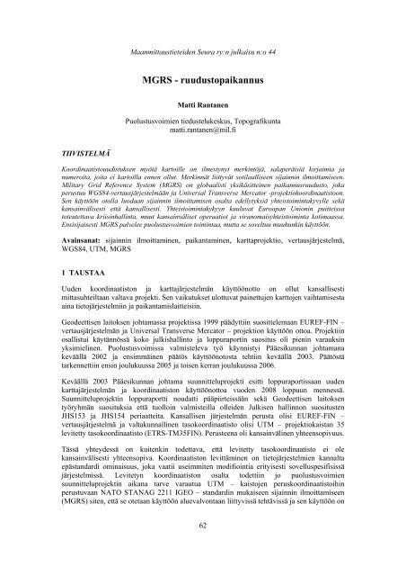 Artikkeli (pdf, 695 kt) - Maanmittaustieteiden Seura