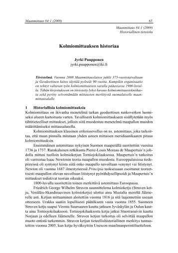 Kolmiomittauksen historiaa - Geodeettinen laitos
