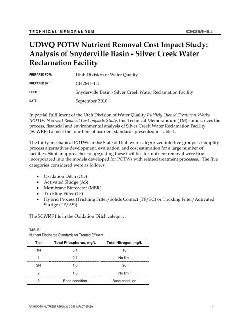 Silver Creek Water Reclamation Facility - Division of Water Quality