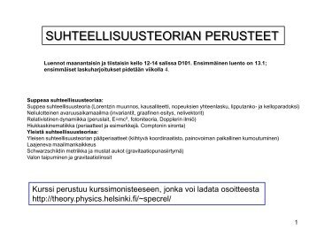 SUHTEELLISUUSTEORIAN PERUSTEET - Helsinki.fi