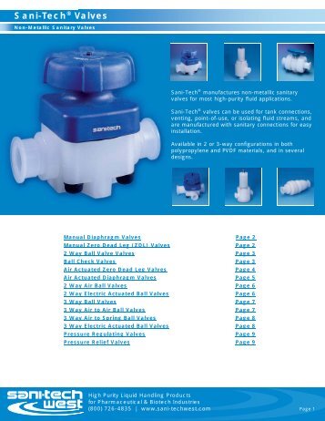 Sani-TechÂ® Non-Metallic Sanitay Valves - Sani-Tech West