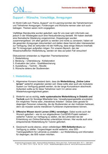 Moodle-Kurs Konzept - E-Learning - TU Berlin